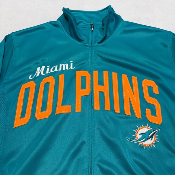 Miami Dolphins NFL Jacket Men's Size Large Full Zip Embroidered Logo Mock Neck - Picture 5 of 16
